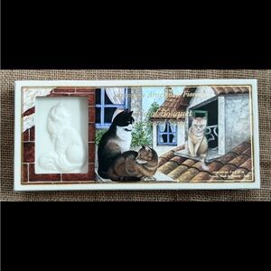 Vintage Fiorentino Italian White Cat Soap Set Floral Scented Made In Italy Cute